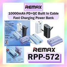 Remax RPP-572 10000mAh 20W PD + 22.5W QC Prime Series Cabled Power Bank - Black