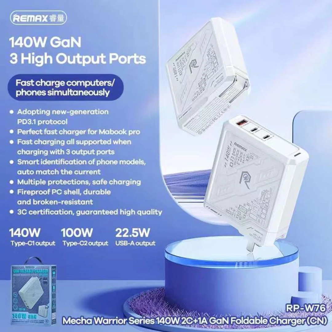 REMAX - RP-U106 Mecha Warrior GAN Adapter ( 140W ) - White