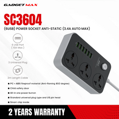 GADGET MAX - SC3604 Power Socket 3.4A Auto Max (6 USB , 3 PS)