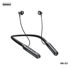 REMAX RB-S3 (NEW) HIGH-CAPACITY WIRELESS NECKBAND SPORTS EARPHONES WITH DIGITAL DISPLAY - Black