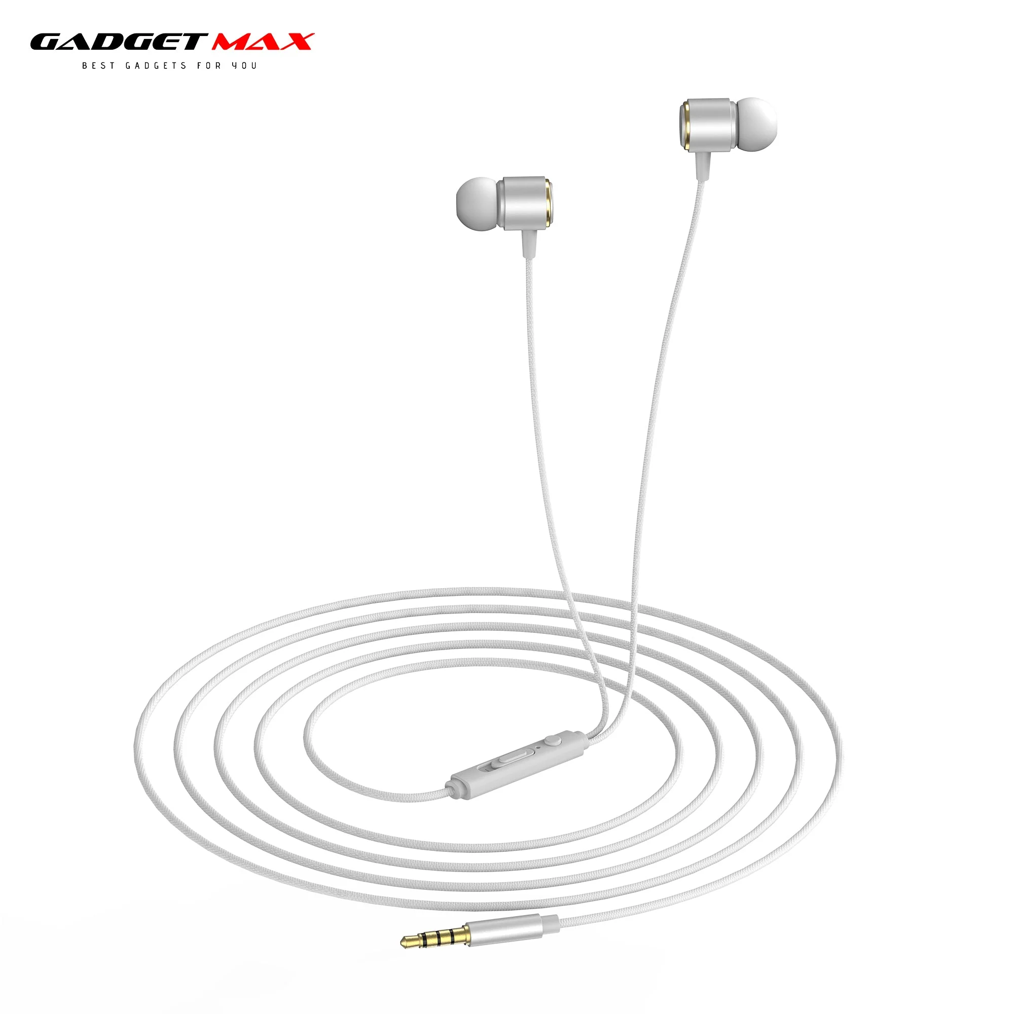 GADGET MAX X-PRO STEREO BASS  3.5MM EARPHONE WIRED CONTROL EARPHONE (3.5MM) Wired Earphone- WHITE