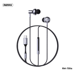 REMAX - RM-730 Type-C Metal Wired Earphone - Grey