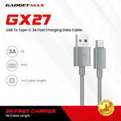 GADGET MAX - GX27 TPE Series USB To Type-C Data Cable ( 3A ) - Grey
