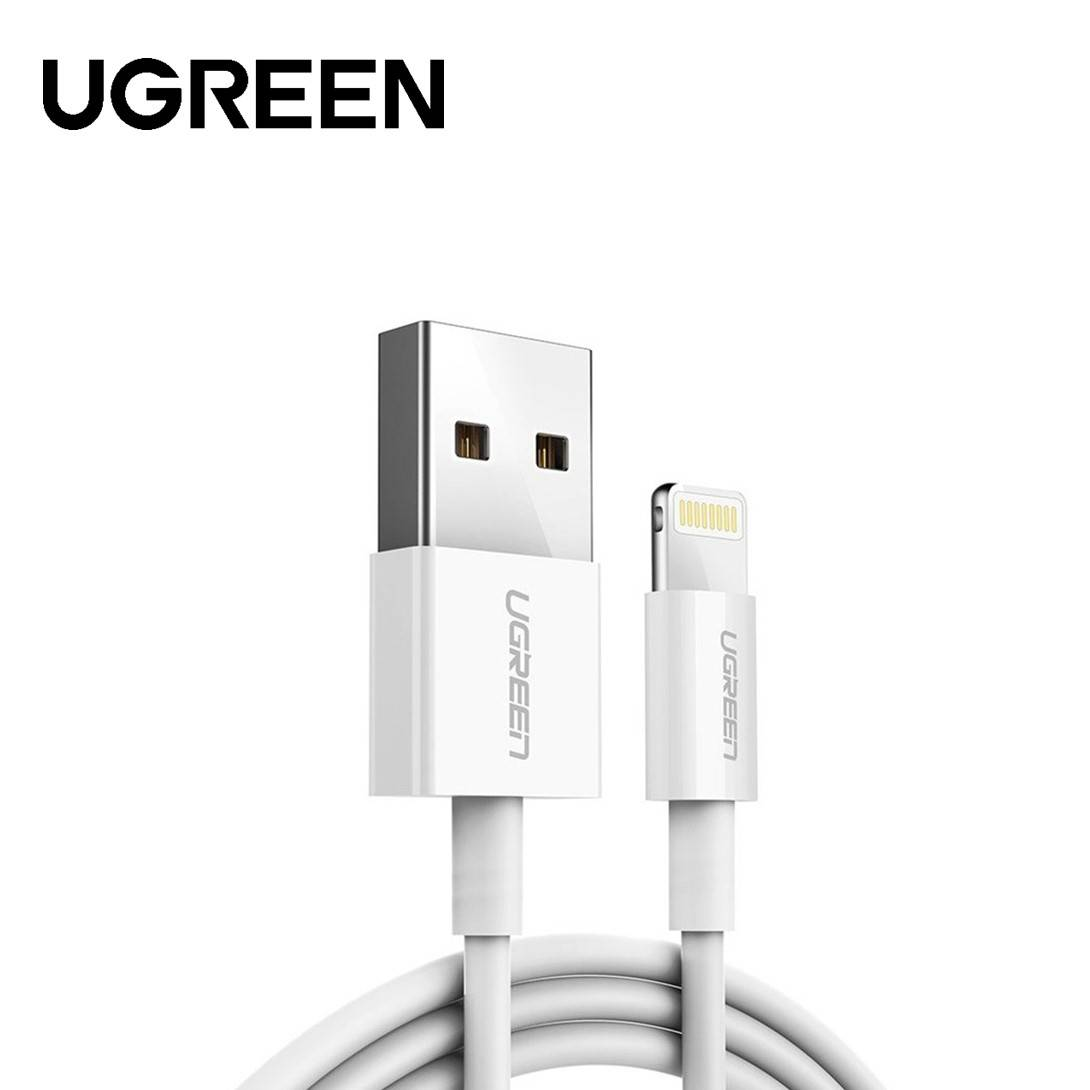 Ugreen US155 USB 2.0A Male to Lighting Male Nickel Plating Abs Shell MFI Cable 2M - White
