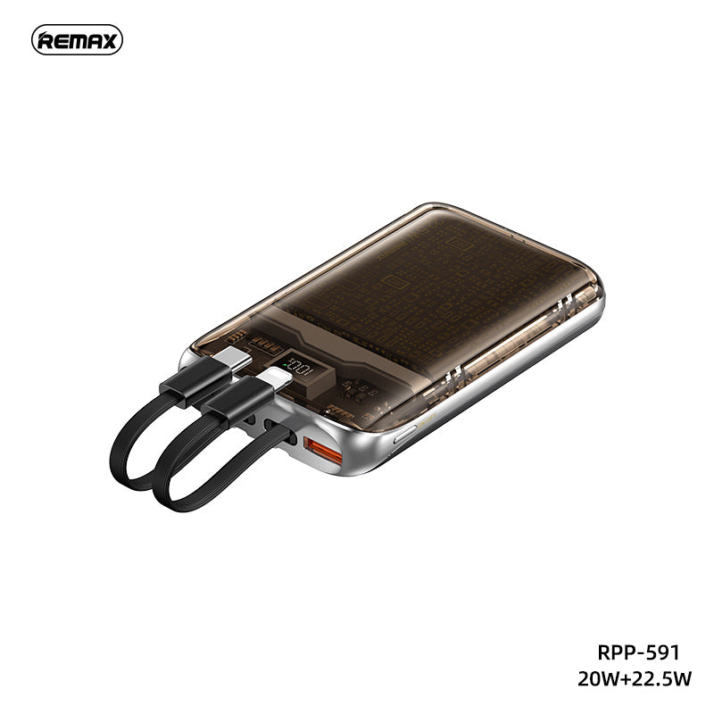 REMAX RPP-591 10000MAH EXPLORE PRO SERIES PD20W+QC22.5W CABLED FAST CHARGING POWER BANK