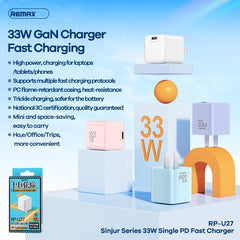 REMAX RP-U27 SINJUR SERIES 33W SINGLE PD FAST CHARGER CN(1 TYPE-C), 33W Charger, PD Charger, Fast Charger