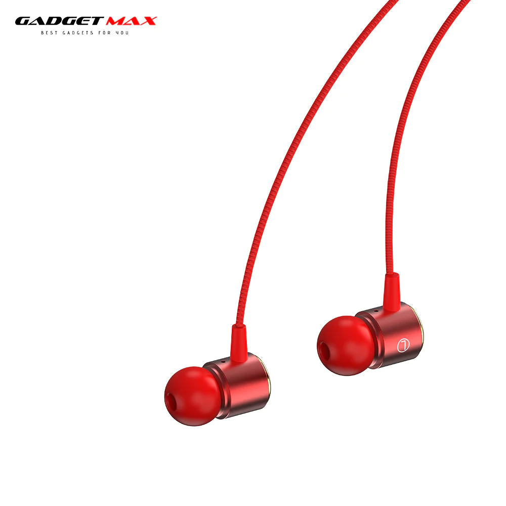 GADGET MAX X-PRO STEREO BASS  3.5MM EARPHONE WIRED CONTROL EARPHONE (3.5MM) Wired Earphone - RED