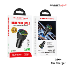 GADGET MAX - GZ04 38W Fast Charging Car Charger - Black