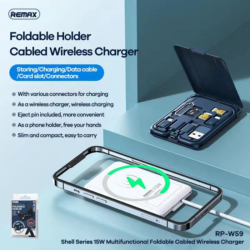 REMAX RP-W59 SHELL SERIES 15W MULTIFUNCTIONAL FOLDABLE CABLED WIRELESS CHARGER, Multifunctional Tools