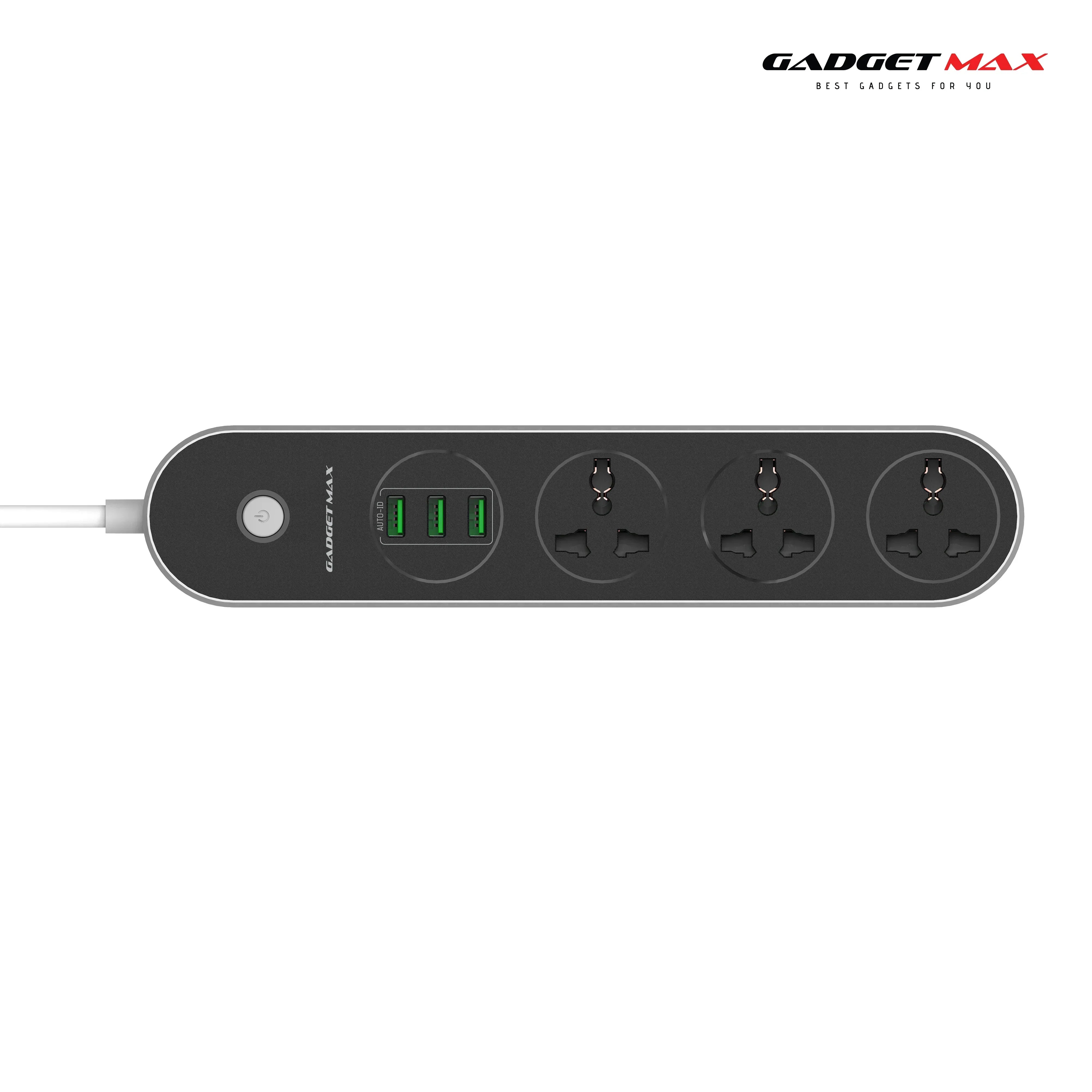 GADGET MAX GMSC03 2500W 3USB AND 3 AC OUTLETS  MULTI-SOCKET WITH 6.5 FEET CABLE LENGTH (Power Socket)