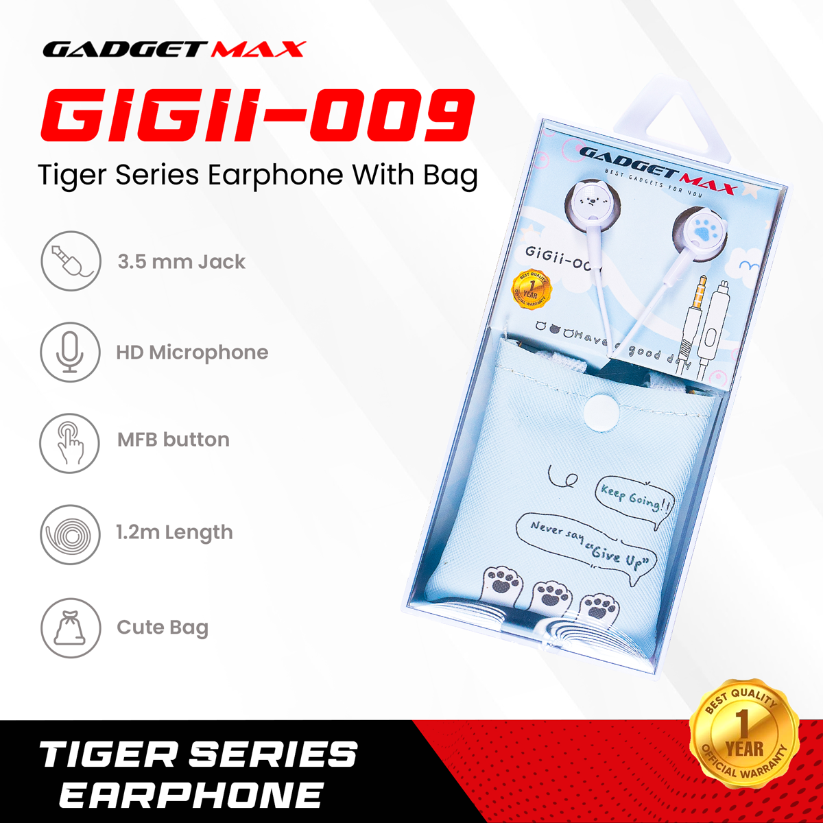 Gadget Max GiGii-009 Chill Guys Series Earphone - Blue