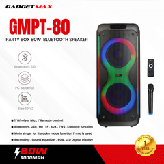 GADGET MAX GMPT-80 PARTY BOX 80W (10"*2) Karaoke Speaker, Party Speaker