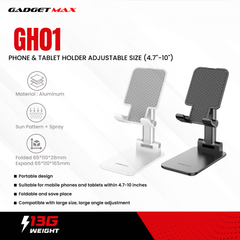 GADGET MAX GH01 PHONE & TABLET HOLDER ADJUSTABLE SIZE (4.7"-10") - WHITE