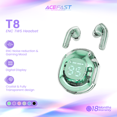 ACEFAST T8 CRYSTAL (2) COLOR BLUETOOTH EARBUDS - MINT GREEN