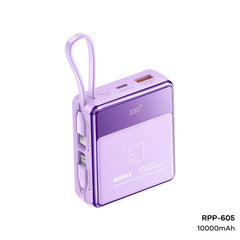 Remax RPP-605 10000mAh Resiang Series 20W + 22.5W Power Bank with 2 Fast Charging Cable - Purple