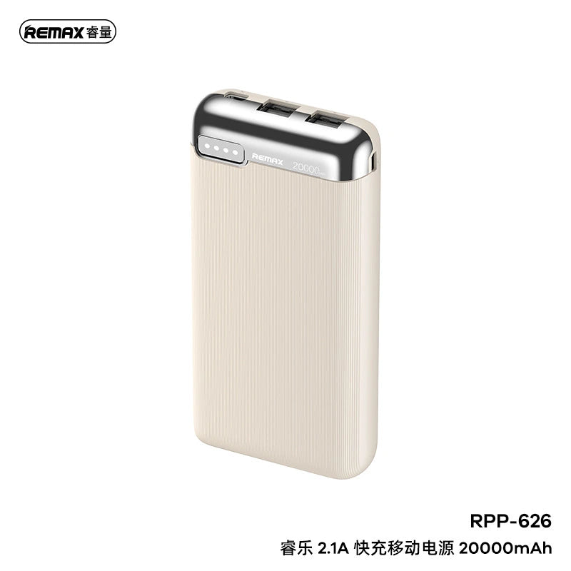 REMAX RPP-626 20000mAh RUINAY SERIES 2.1A FAST CHARGING POWER BANK (INPUT-TYPE-C/MICRO) (OUTPUT-USB 1/2)