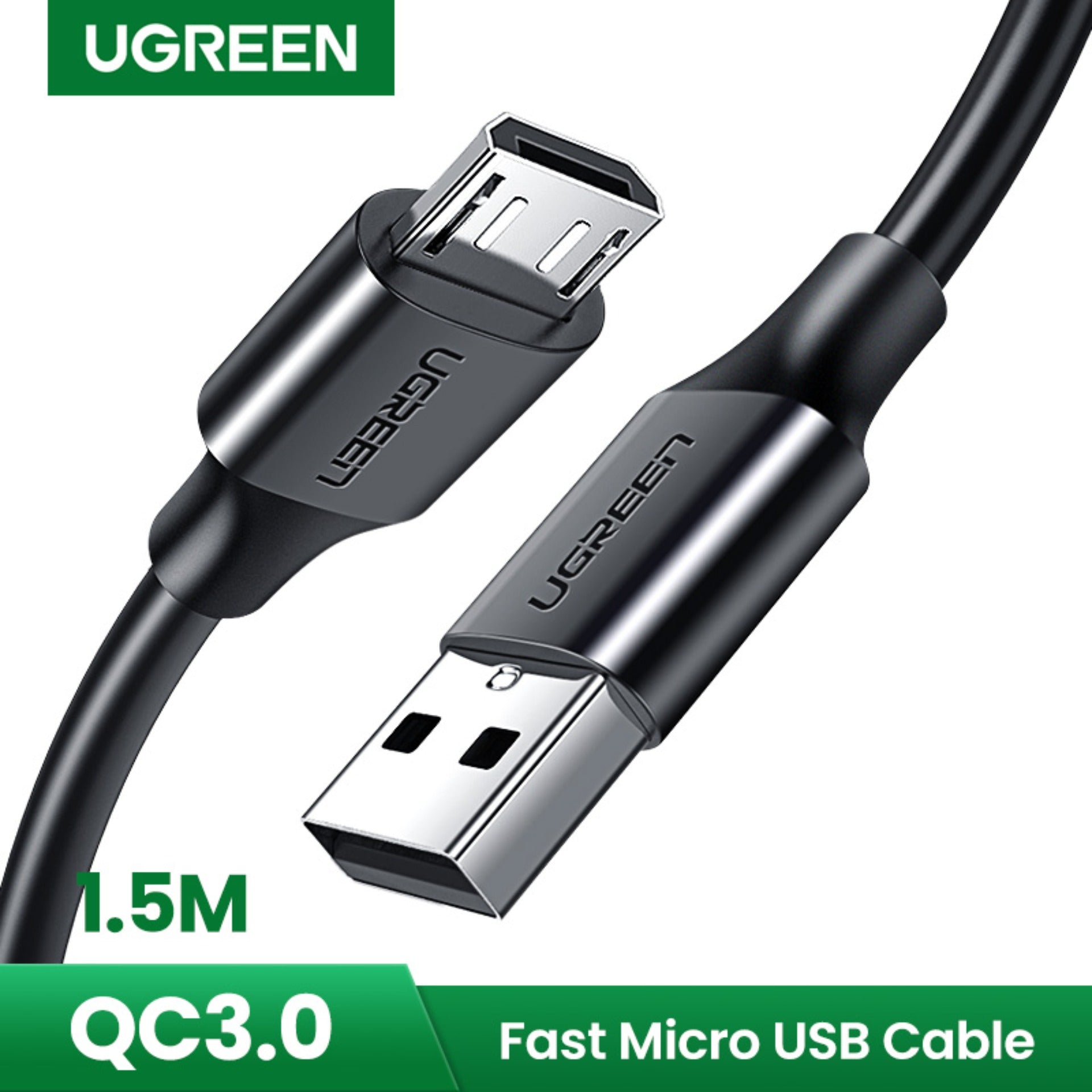 UGREEN USB 2.0A TO MICRO USB CABLE  NICKEL PLATING 1.5M - Black