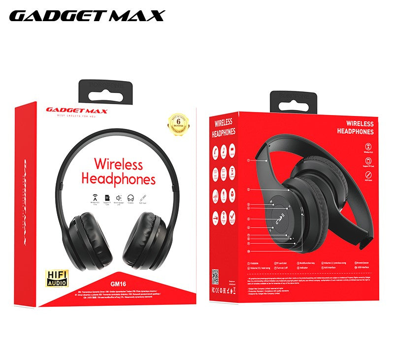 GADGET MAX GM16 WIRELESS HEADPHONES HIFI AUDIO (V5.0), Wireless Headphone, Bluetooth Headphone, HIFI Audio Headphone, Sound Quality Headphone