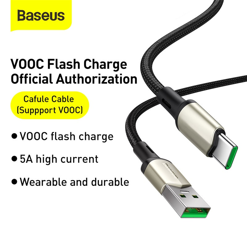 BASEUS CAFULE CABLE (SUPPPORT VOOC) USB FOR TYPE.C 1M,Cable , Type C Cable, USB Type C Cable , USB C Charger Cable , Type C Data Cable , Type C Charger Cable ,Fast Charge Type C Cable , Quick Charge Type C Cable , the best USB C Cable