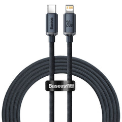 BASEUS CRYSTAL SHINE SERIES FAST CHARGING DATA CABLE TYPE-C TO IP 20W 2M, Type-C to iPhone Cable, 20W Cable, Charging Cable