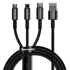 Baseus Tungsten Gold One-for-three Fast Charging Data Cable USB to M+L+C 3.5A 1.5m - Black