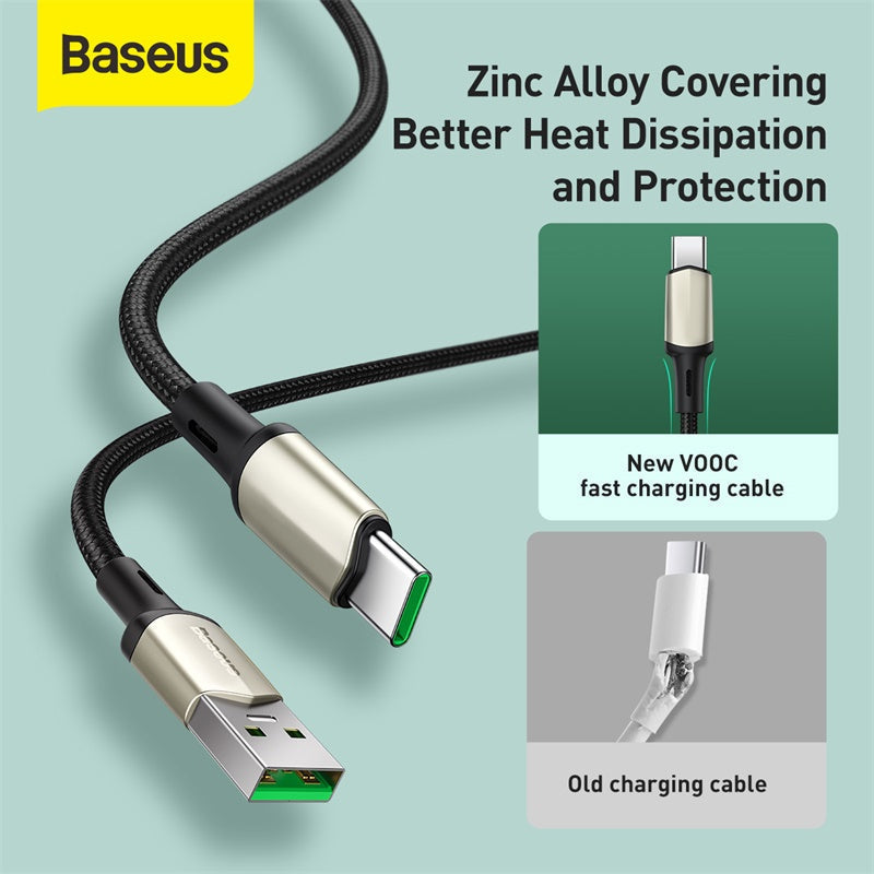 BASEUS CAFULE CABLE (SUPPPORT VOOC) USB FOR TYPE.C 1M,Cable , Type C Cable, USB Type C Cable , USB C Charger Cable , Type C Data Cable , Type C Charger Cable ,Fast Charge Type C Cable , Quick Charge Type C Cable , the best USB C Cable