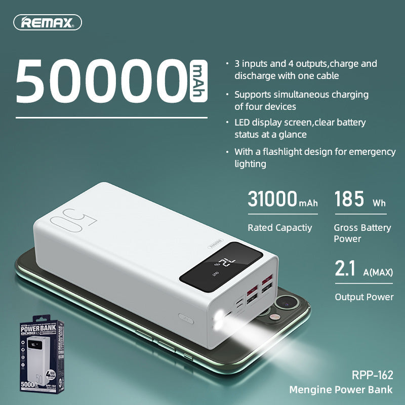 Remax RPP-162 50000mAh Mengine Series 2.1A Max 185WH Power Bank