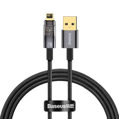 BASEUS EXPLORER SERIES AUTO POWER-OFF FAST CHARGING DATA CABLE USB TO IPH (2.4A)(2M) - Black
