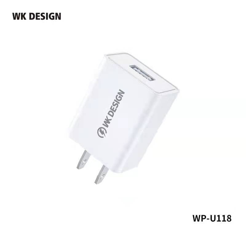 WK WP-U118 UPINE SERIES SINGEL USB CHARGER ONLY (US)(10W)(2A), US Charger, Charger Only