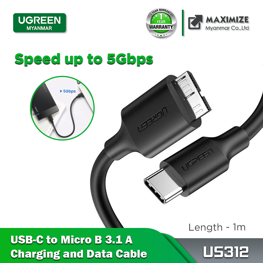 UGREEN USB-C to USB 3.0 Micro B Cable, Fast Charging and Sync Data Transfer Cord Compatible with Samsung Galaxy S5 Note 3, Seagate, WD, Toshiba, External Hard Drive, Camera