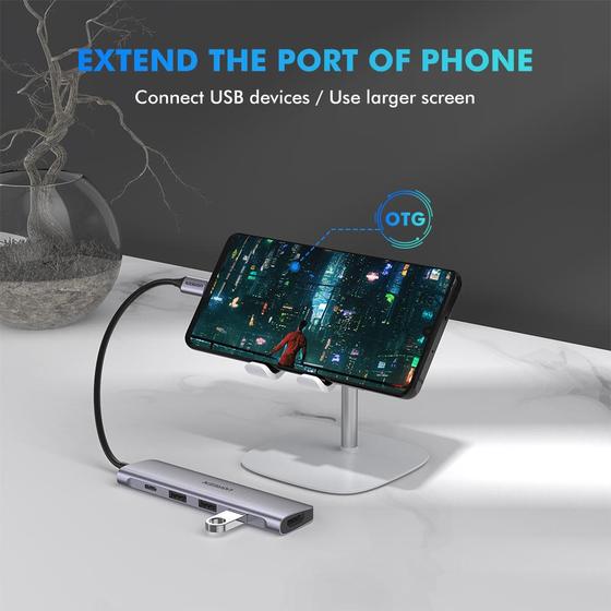 UGREEN CM136 5 in 1 USB TYPE-C TO HDMI+USB 3.0*3+PD POWER CONVERTER, 5 in 1 Hub, Type-C to HDMI