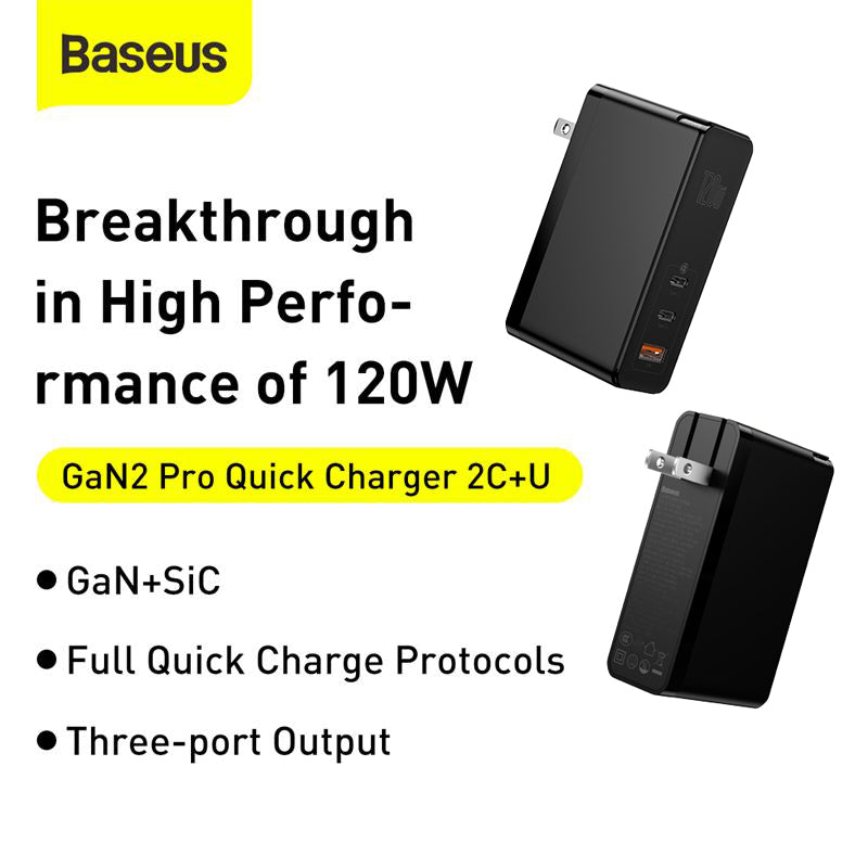 BASEUS GAN2 PRO 120W QUICK CHARGER 2C+U 120W