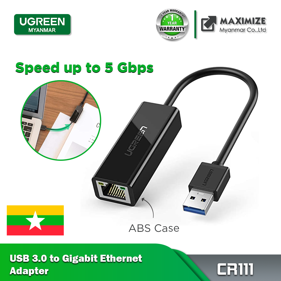 UGREEN CR111 Network Adapter USB 3.0 to Ethernet RJ45 Lan Gigabit Adapter for 10/100/1000 Mbps Ethernet Supports Nintendo Switch (Black)