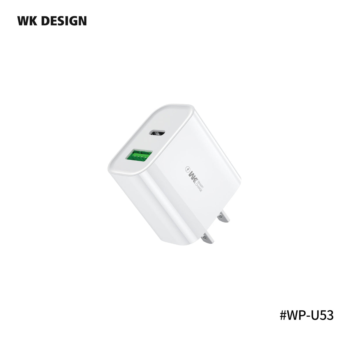 WK WP-U53 MAXSPEED PD+QC 3.0 FAST CHARGER (20W) ,20W PD ,Fast/Quick Charger , USB C iPhone12 /12 Mini /12 Pro /12 Pro Max/ iPhone 11 / Fast Charging / Type C to Lightning , iPhone Charger / USB C Power Adapter / Type C Wall Charger