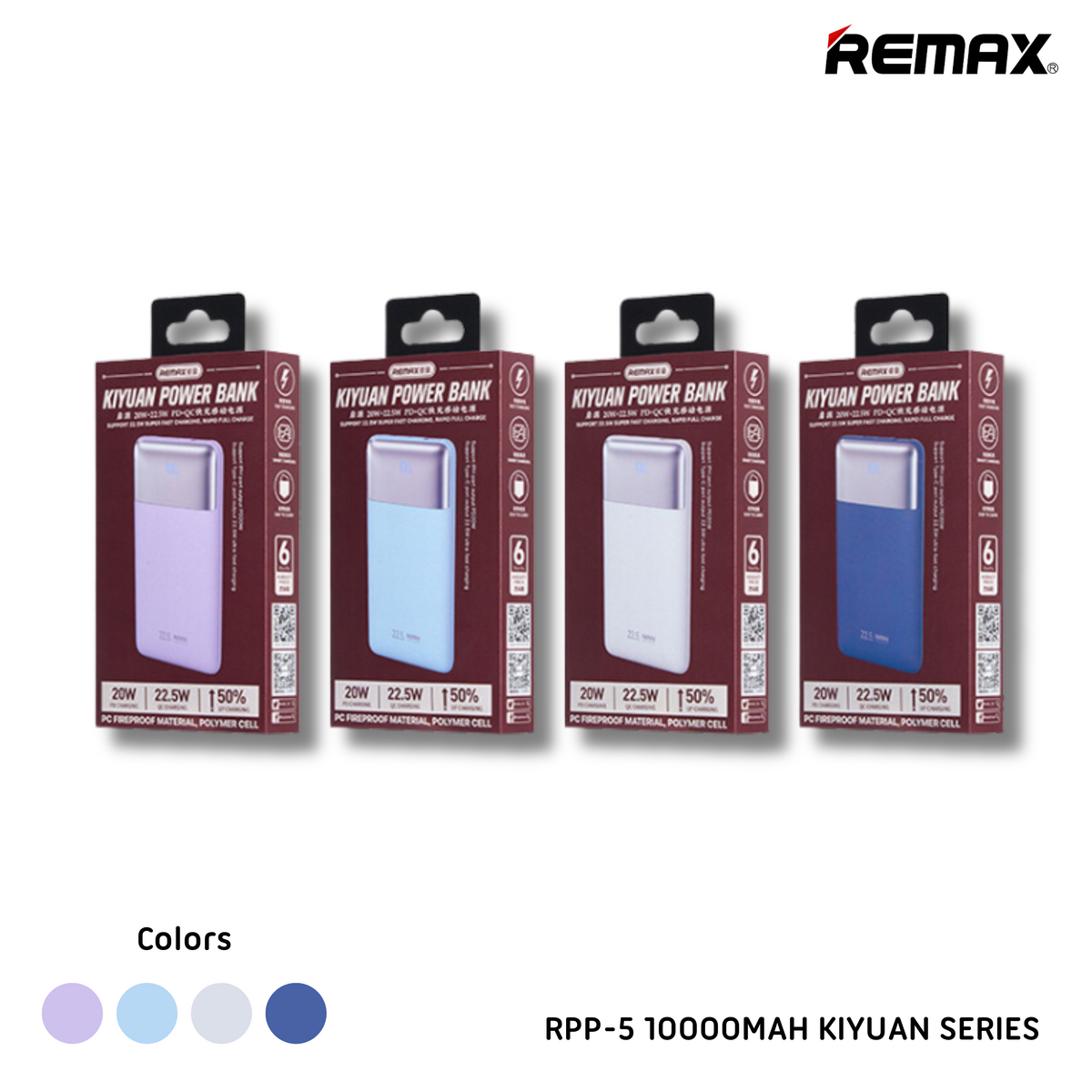 REMAX RPP-5 10000MAH KIYUAN 20W+22.5W PD+QC FAST CHARGING POWER BANK