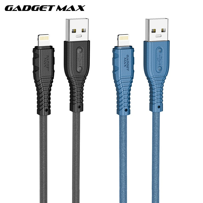 GADGET MAX GX07 IPH 2.4A NANO SILICONE CHARGING DATA CABLE FOR IPH (2.4A)(1M) - BLACK