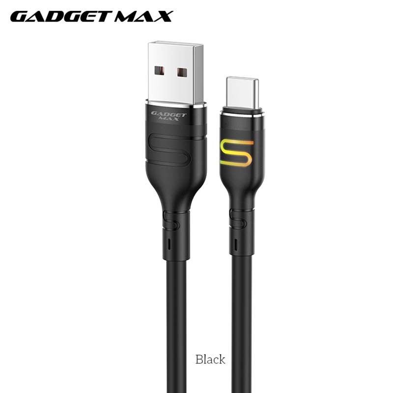 GADGET MAX GX14 DU18 S-SHAPE FAST USB TO TYPE-C CHARGING DATA CABLE WITH LIGHT (3A) (1M)