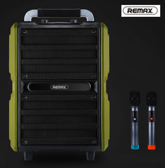 REMAX RB-X5 SONG K OUTDOOR PULL ROD BLUETOOTH, Speaker,Bluetooth Speaker,Wireless Speaker,Desktop Speaker, Party Speaker,Mini Bluetooth Speaker,wireless speaker for Phone,Computer ,Music,Tablet,Karaoke Speaker with SD Card,Flash Drive,Aux,RGB - Green