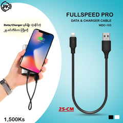 WK WDC-105I  IPH  FULL SPEED PRO DATA CABLE FOR LIGHTING  2.4A  (25CM) - Black