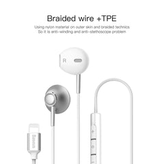 BASEUS P06 Wired Stereo Earphone For iPhone,iPhone Wire Earphone, Earphone Lightning Earphone , Lightning Wired Earphone , Earpod with lightning connector ,iPhone Headphone , Cheap Lightning Headphone ,Lightning Earphone Apple ,  3.5mm Earphone