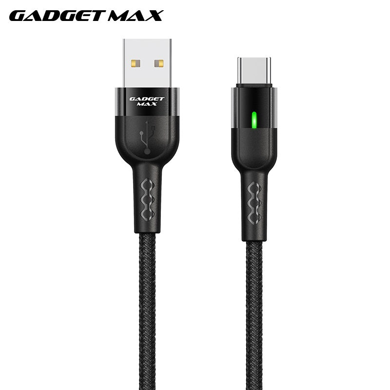 GADGET MAX GX05 TYPE-C 2.4A AUTO DISCONNECT DATA CABLE FOR TYPE-C (2.4A)(1.2M) - BLACK