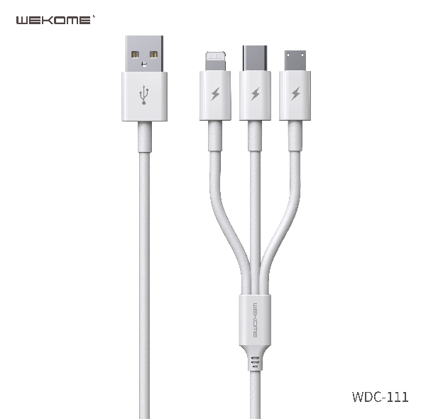 WEKOME 3 in 1 Cable WDC-111 5A FAST CHARGE 3 IN 1 DATA CABLE (1.3M), 3 in 1 Cable, Cable for All, Fast Charging Cable