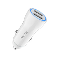 PRODA CAR CHARGER PD-C28 PIONEER SERIES DUAL USB LED LIGHT (3.1A) - White