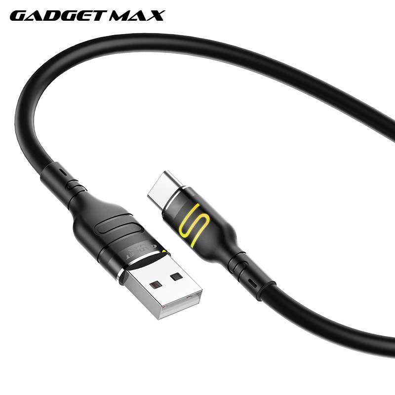 GADGET MAX GX14 DU18 S-SHAPE FAST USB TO TYPE-C CHARGING DATA CABLE WITH LIGHT (3A) (1M), Type-C Cable, Charging Cable, Data Cable