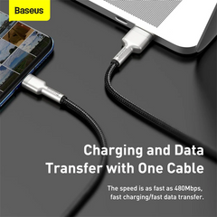 BASEUS CAFULE SERIES METAL DATA CABLE USB TO TYPE-C (66W) (1M), USB to Type-C Cable, 66W Cable
