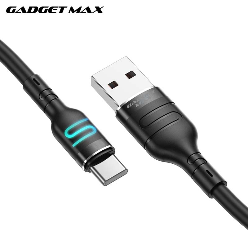 GADGET MAX GX14 DU18 S-SHAPE FAST USB TO TYPE-C CHARGING DATA CABLE WITH LIGHT (3A) (1M), Type-C Cable, Charging Cable, Data Cable