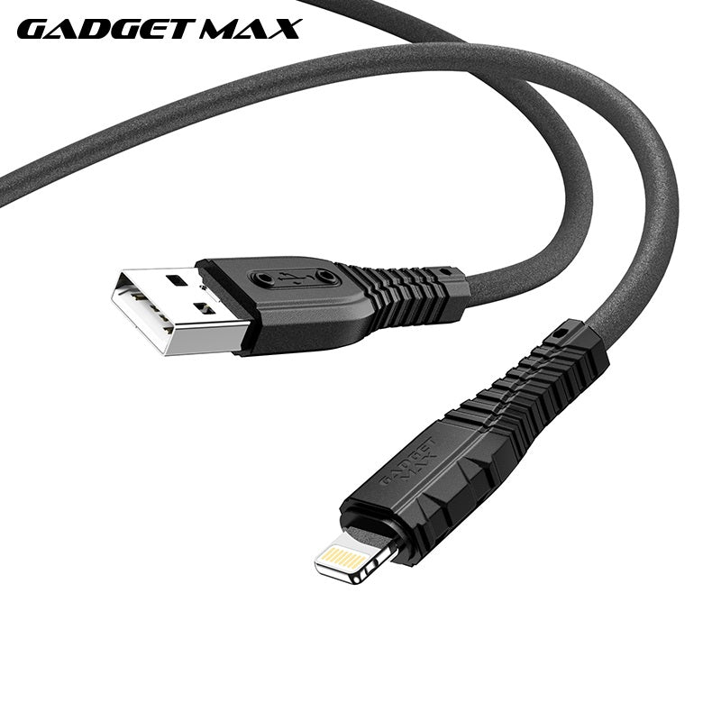 GADGET MAX GX07 IPH 2.4A NANO SILICONE CHARGING DATA CABLE FOR IPH (2.4A)(1M) - BLACK