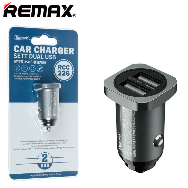 REMAX RCC-226 SETT SERIES 2.4A DUAL USB CAR CHARGER RCC226 (2.4A)(MAX), Car Charger, Dual USB Car Charger