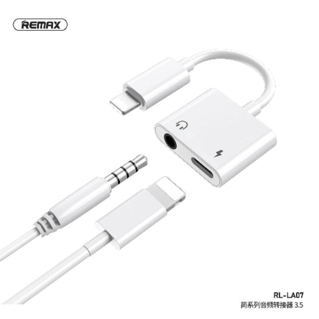 REMAX RL-LA07 2.0A CONCISE SERIES 3.5MM & LIGHTNING AUDIO ADAPTER,Phone Audio Adapter,iPhone 7 Adapter,iPhone 8 plus Headphone Jack,Lightning to 3.5 mm,Audio Connector for iPhone 7/8/8 plus/X/XS/XR /11/11 Pro/11 Pro Max/12/12 Pro/12 Pro Max
