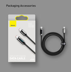 BASEUS DISPLAY FAST CHARGING DATA CABLE TYPE-C TO TYPE-C 100W (1m) - Grey + Black